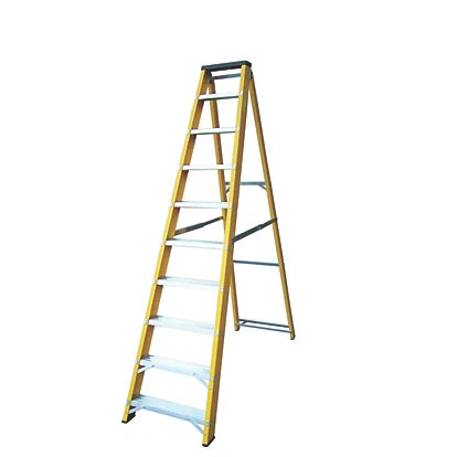 Premium Grade Fibreglass 10-Step Swingback A-Frame Step Ladder - 2m