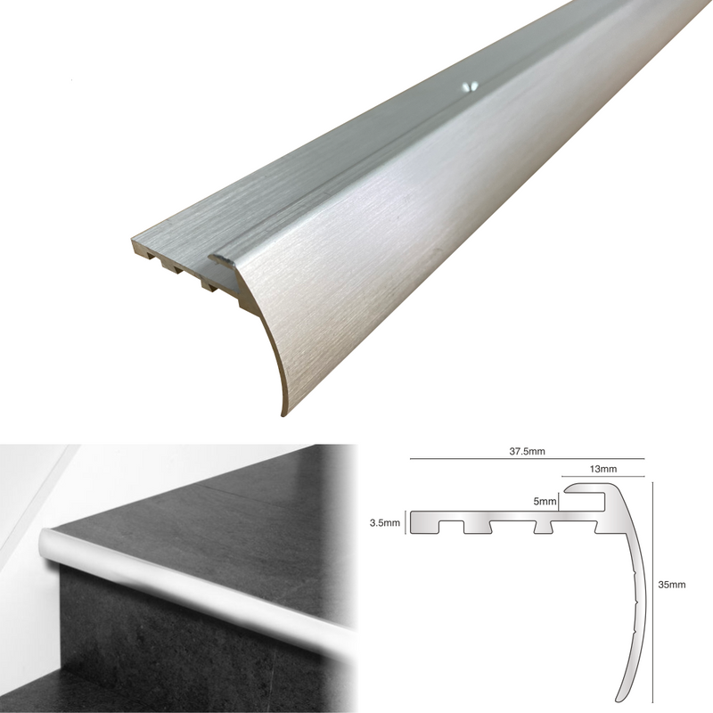 Premium Anodised Aluminium Bull Nose Stair Nosing 2700mm for 5mm LVT Flooring High-Durability Edge Profile