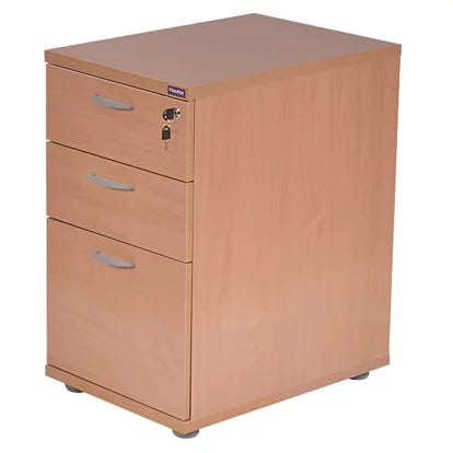 Heavy Duty Beech 3-Drawer Desk High Pedestal For Home And Offices