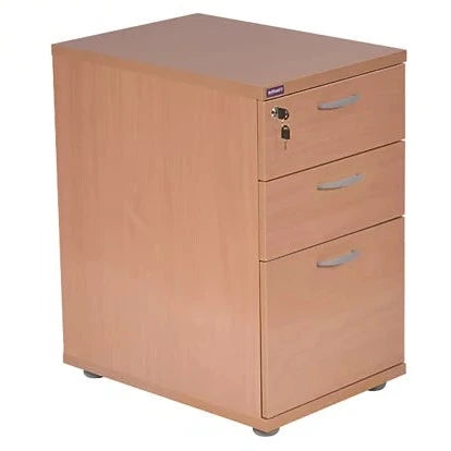 Heavy Duty Beech 3-Drawer Desk High Pedestal For Home And Offices