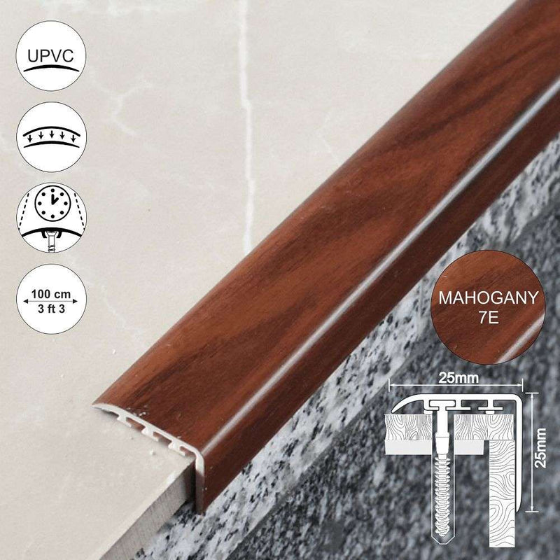 Mycks Premium PVC Wood Effect Stair Nosing Edge Trim High-Performance Durable & Noise-Reducing Perfect Finish for Home & Commercial Use