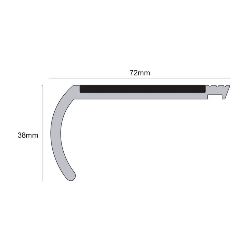 Tredsafe 72mm x 38mm Heavy-Duty Non-Slip Stair Nosing Premium Hard Nose PVC for Safety & Durability
