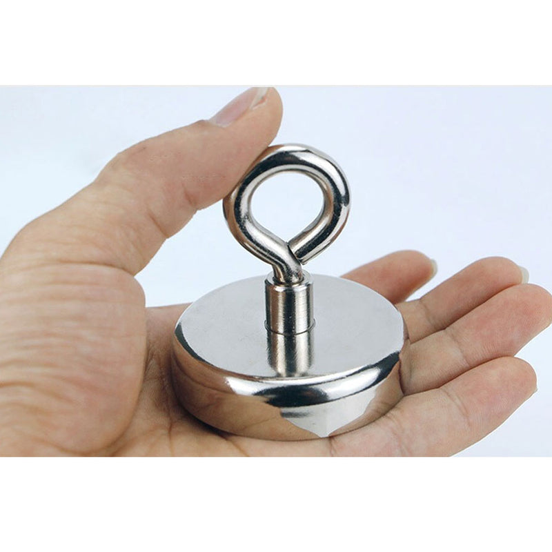 Pack of 5 Silver Nickel Neodymium Pots With Eye For Industrial Applications - 48.8mm