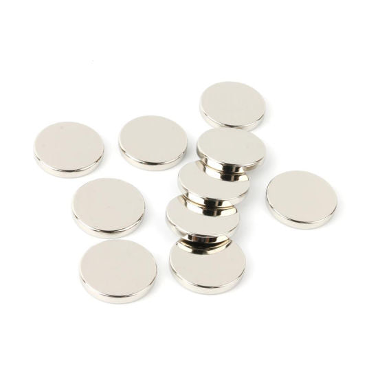 Pack of 10 Silver  Neodymium Disc N35 Magnets With Plastic Spacers - 3mm