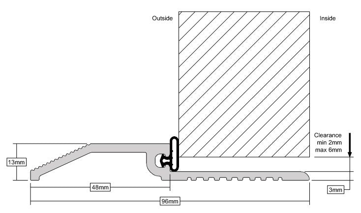 Premium Quality 96mm Steel Door Threshold For Inward And Outward Opening Doors