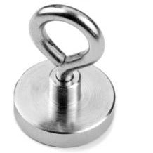 Premium Quality  Silver Zinc Neodymium Pot Magnet With Eye - 32mm Diameter