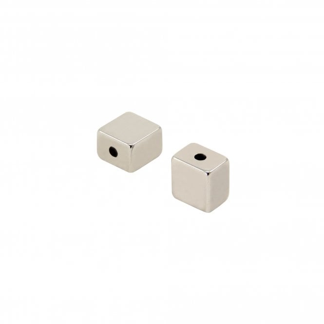 N42 Nickel Plated Magnet Neodymium Block With 2.5mm Diameter Central Hole - 10 Pack