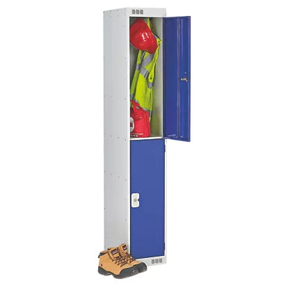 High impact  Blue 2-Door Security Locker With Anti-Bacterial Coating - 1800mm