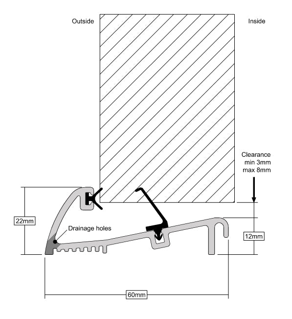 High Performance Gemini Threshold Rain & Draught Excluder For Inward Opening Doors