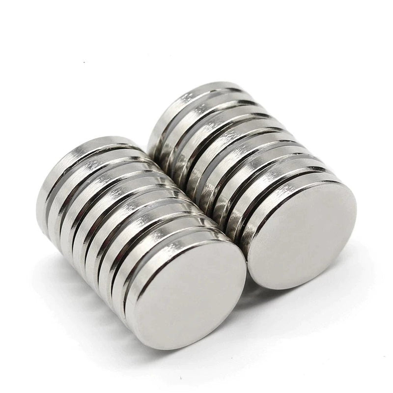 Pack of 10 Neodymium 2mm Disc N35 Silver Magnets With Plastic Spacers