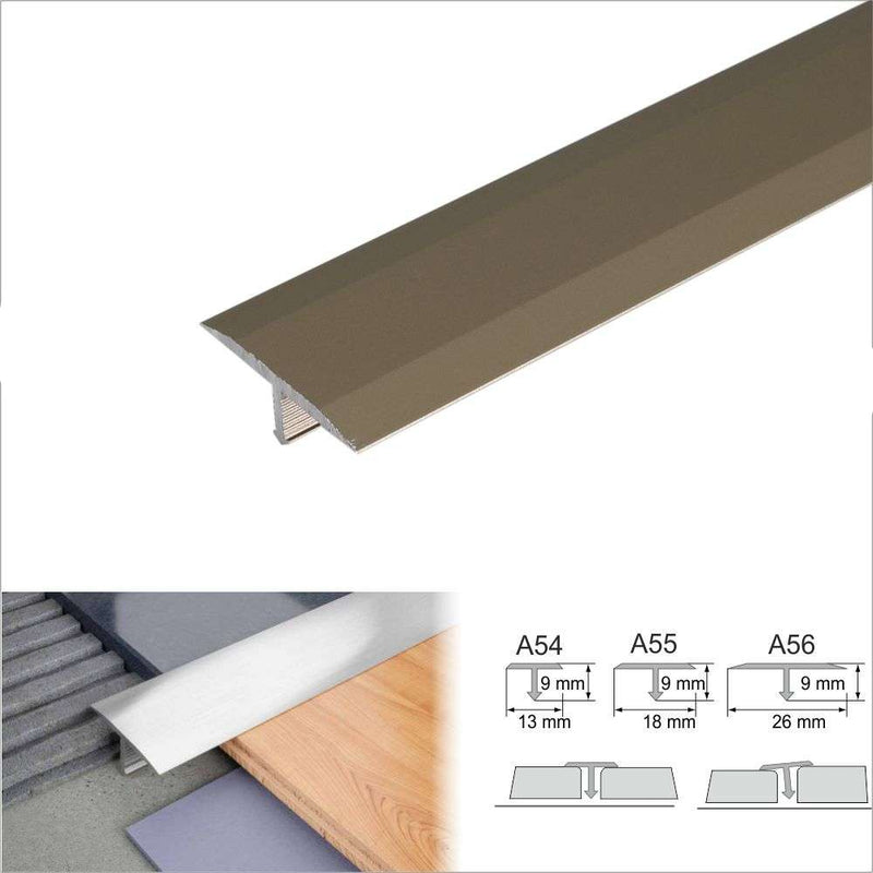 Premium 13mm Anodised Aluminium T-Bar Tile Transition Trim Durable Stylish and Easy to Install Available in Silver Gold Black Champagne Inox
