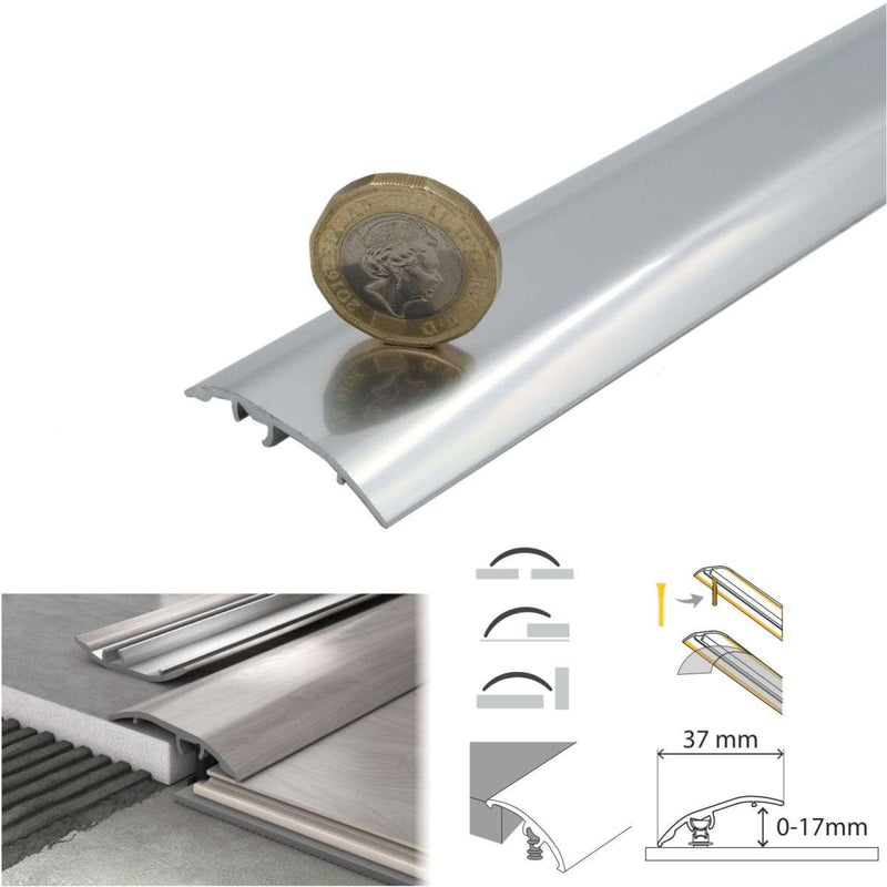 S16 Aluminium Door Bar Floor Trim Premium Adjustable Threshold Cover Stri Perfect for Tiles Parquet & More Must-Have for Home & Professional Use, Easy DIY Installation No Drilling Required