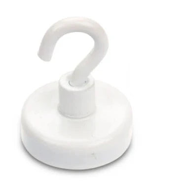 High-Quality 8mm White Anisotropic Ferrite Pots With Hook -  Pack of 10