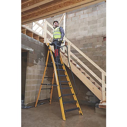 Industrial Quality Fibreglass 8-Step Platform Step Ladder With Handrail - 2.55m