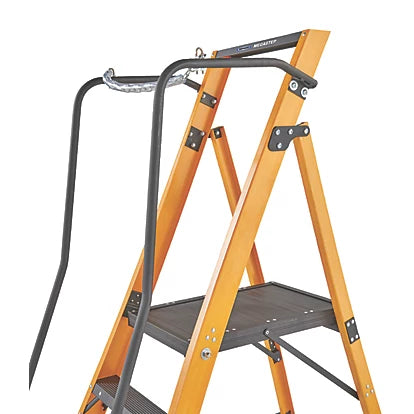 Industrial Quality Fibreglass 8-Step Platform Step Ladder With Handrail - 2.55m