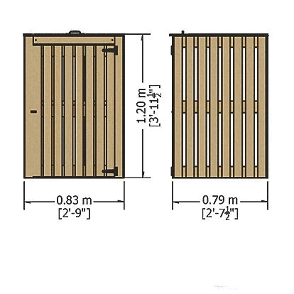 Heavy Duty Slatted Frame Single Timber Bin Store - 2ft 6" x 2ft 6"