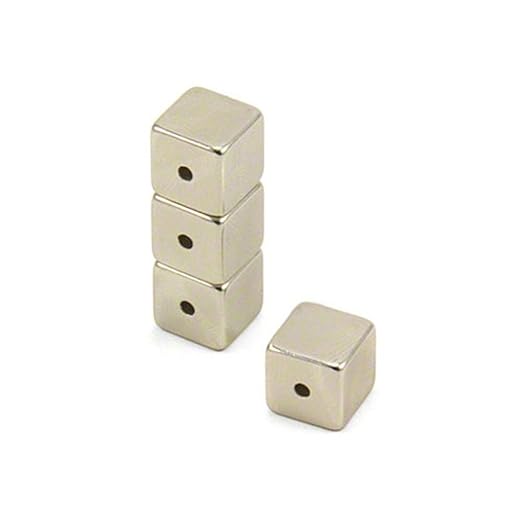 N42 Nickel Plated Magnet Neodymium Block With 2.5mm Diameter Central Hole - 10 Pack