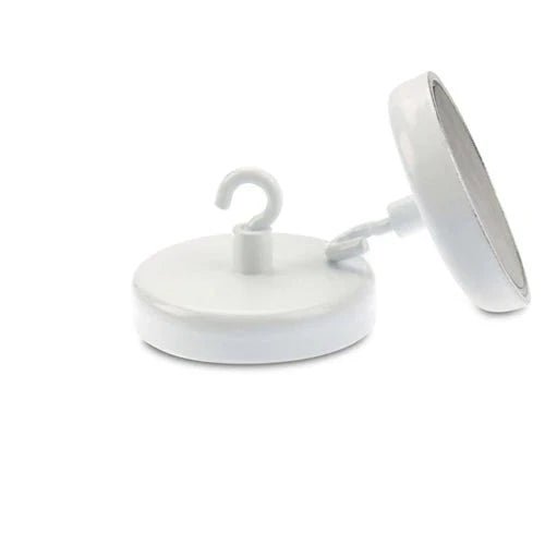 Industrial White Anisotropic Ferrite Pot With Hook 10 Pcs - 50mm Diameter