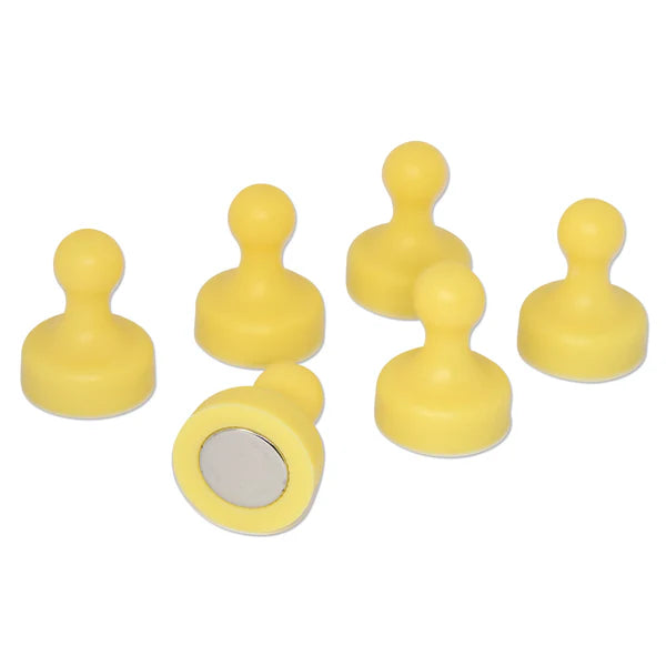 Pack of 10 Yellow Neodymium Tenpin Magnets N38 Grade - 12mm Diameter