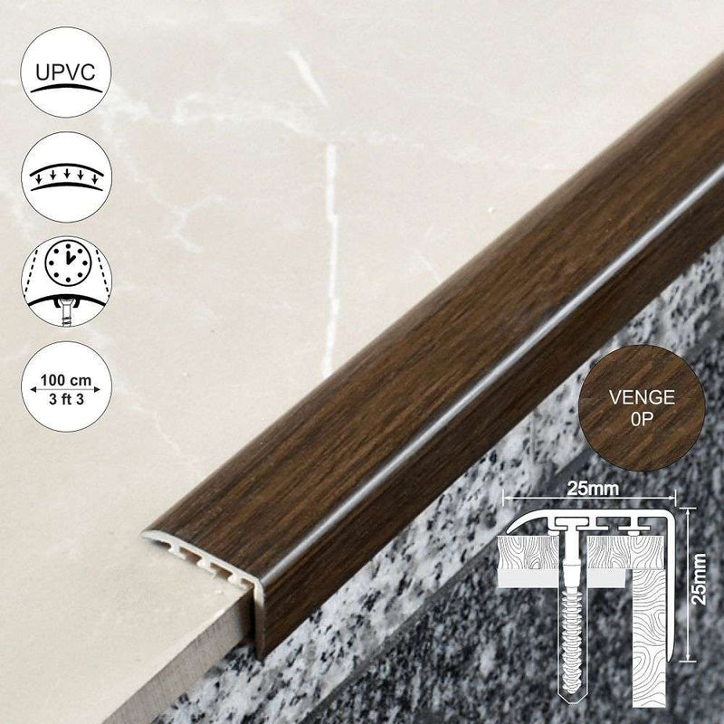 Mycks Premium PVC Wood Effect Stair Nosing Edge Trim High-Performance Durable & Noise-Reducing Perfect Finish for Home & Commercial Use