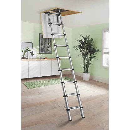 High Impact Aluminium Telescopic Loft Ladder For Home Use - 2.88m