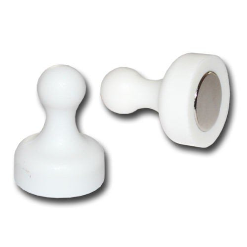 Industrial Grade 25mm Large White Tenpin Magnets - Pack of 10