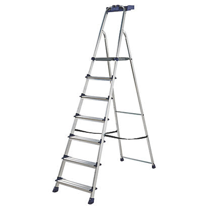 Heavy Duty Aluminum 7-Step Platform Step Ladder For Trade Use - 2.1m