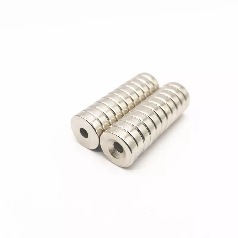 Premium Quality Silver Neodymium Ring N35H Magnets Countersunk at North Pole - 5mm