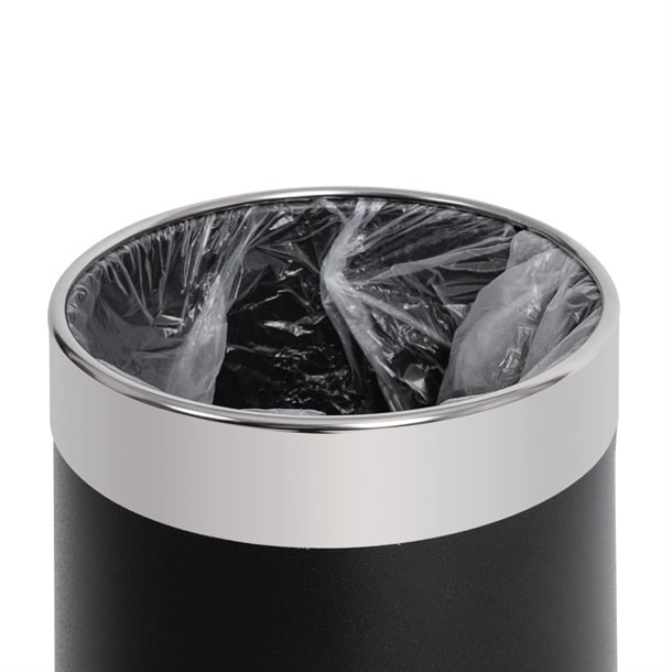 Bolero Black Waste Paper Bin with Silver Rim