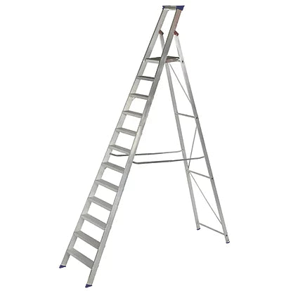 Heavy Duty Aluminium 12-Step Platform Step Ladder For Industrial & Commercial Use