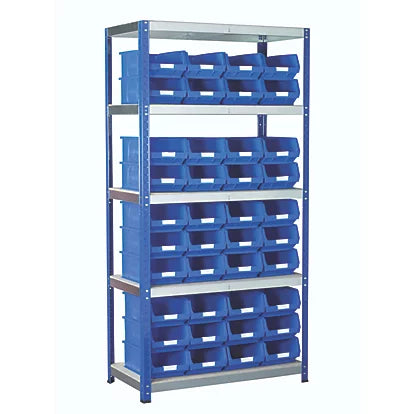 Industrial 5-Tier Powder-Coated Steel Shelving With Containers Ultimate Storage Solution