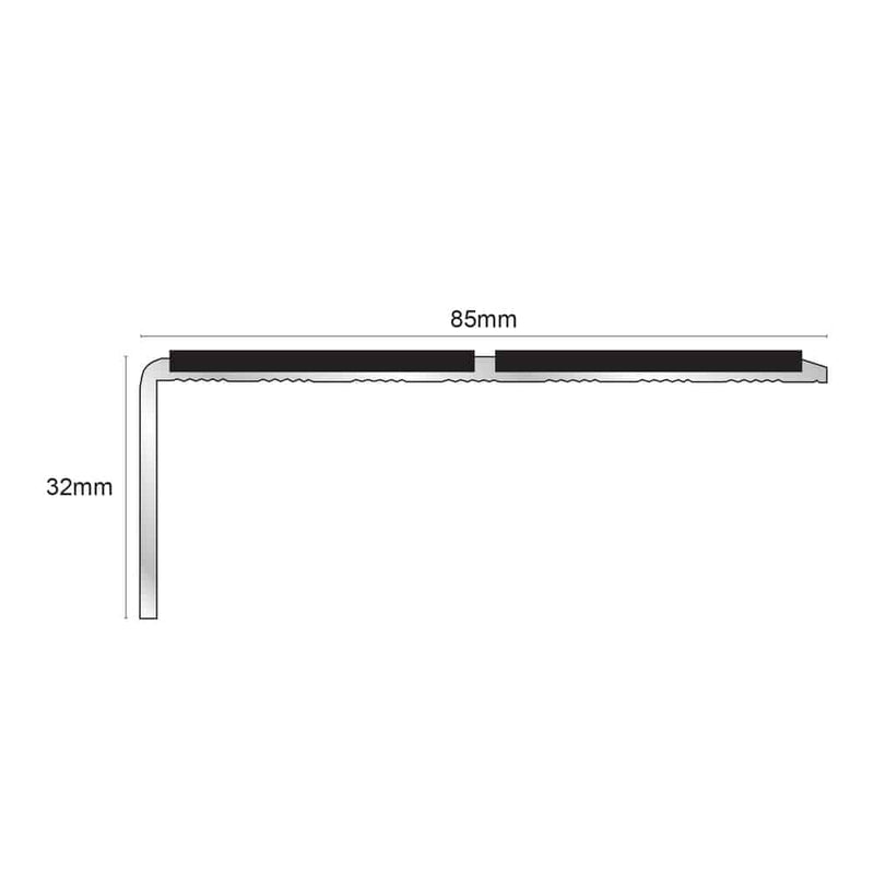 85 x 32mm Aluminium Non-Slip Stair Nosing Durable Edge Trim with PVC Insert